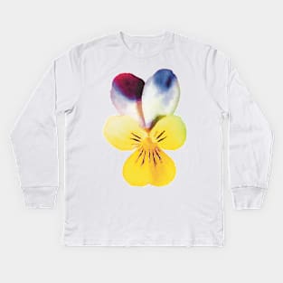 Yellow and Purple Johnny Jump-Up Flower Kids Long Sleeve T-Shirt